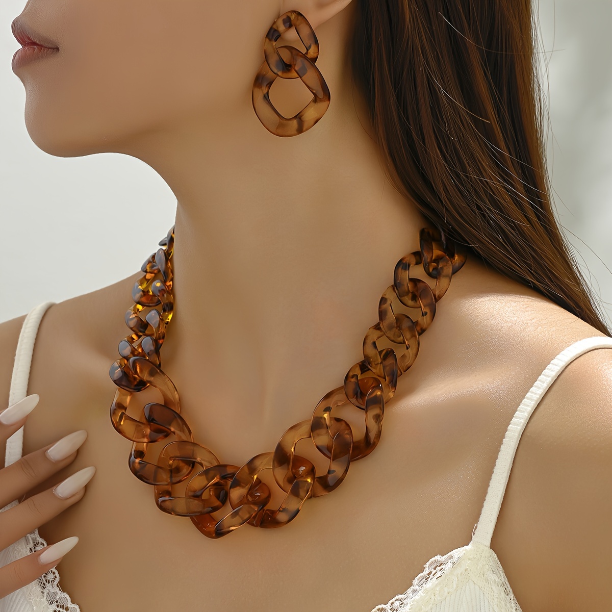 Acrylic Exaggerated Geometric Earrings, 2pcs Set